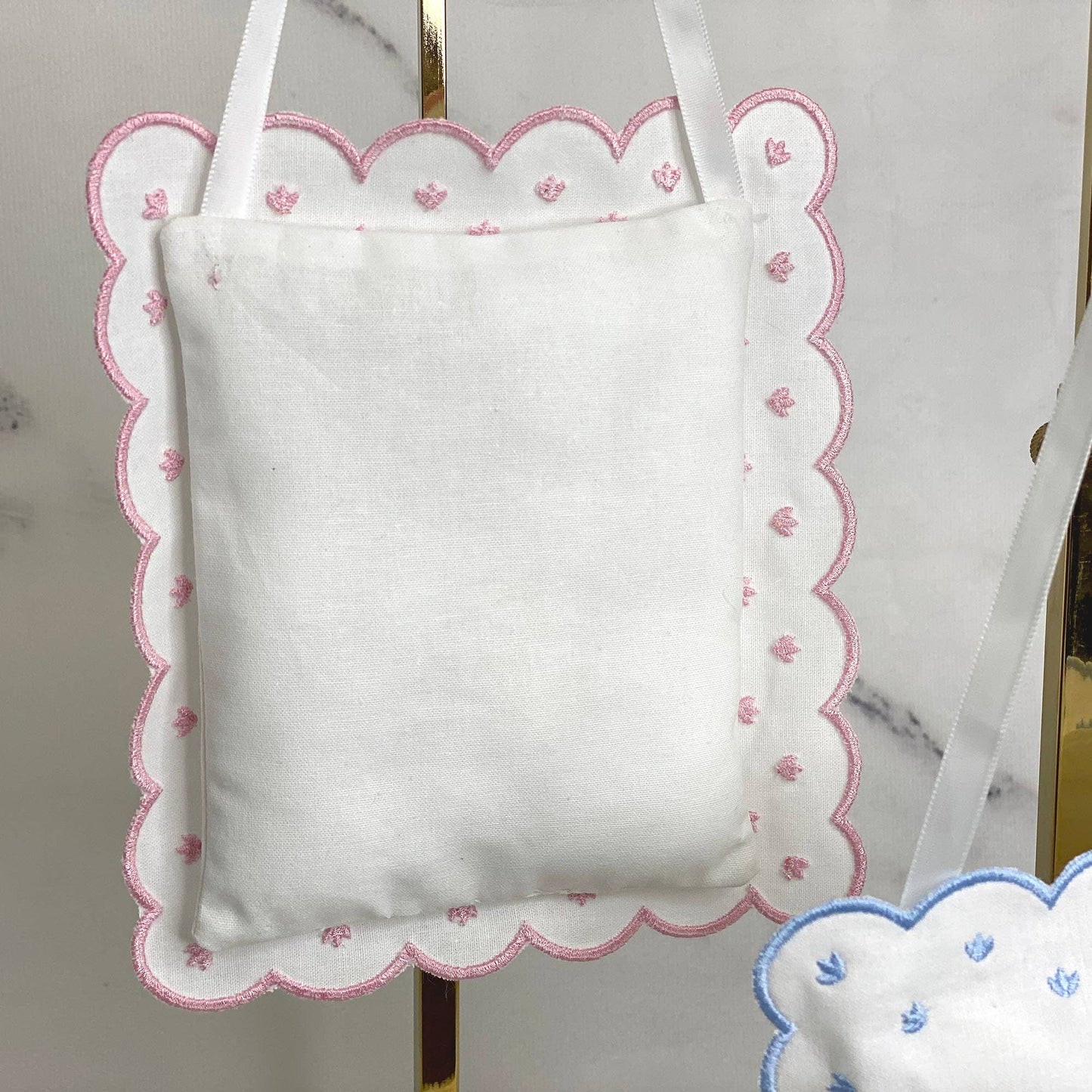 Marcela Linen Baby Sleeping Sign Pillow: Blue - Persnickety Shop