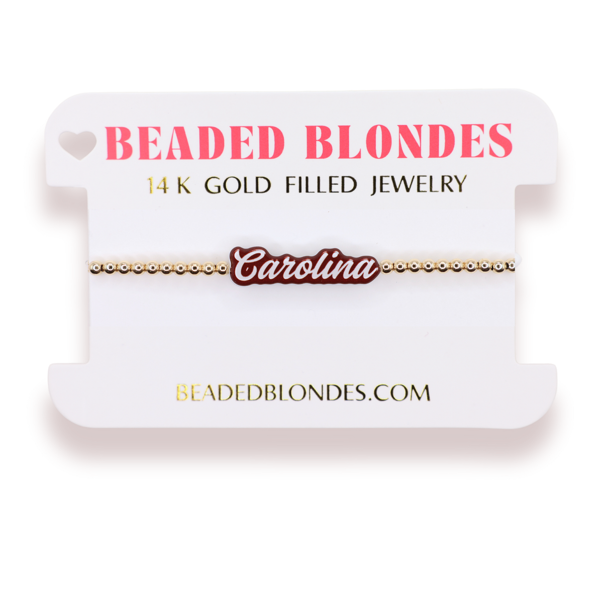 Carolina Word Bracelet on Gold: Standard 6.75 Inch