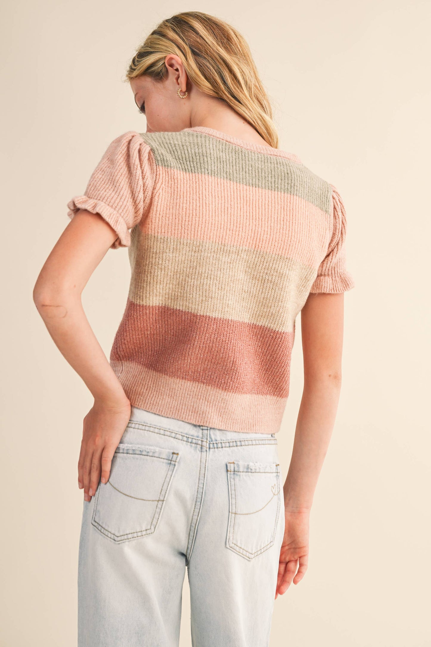 TWEEN KIDS GIRLS PUFF SLEEVE CROPPED SWEATER (7-14): 13/14 - Persnickety Shop