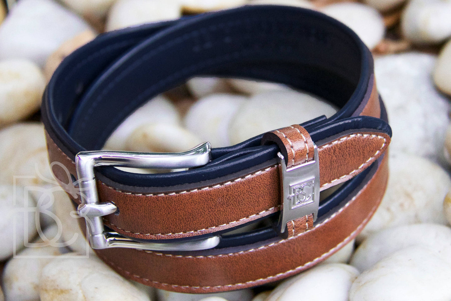 DOUBLE LEATHER BELT: Brown/Light Brown / 20" (3-4 Years) - Persnickety Shop