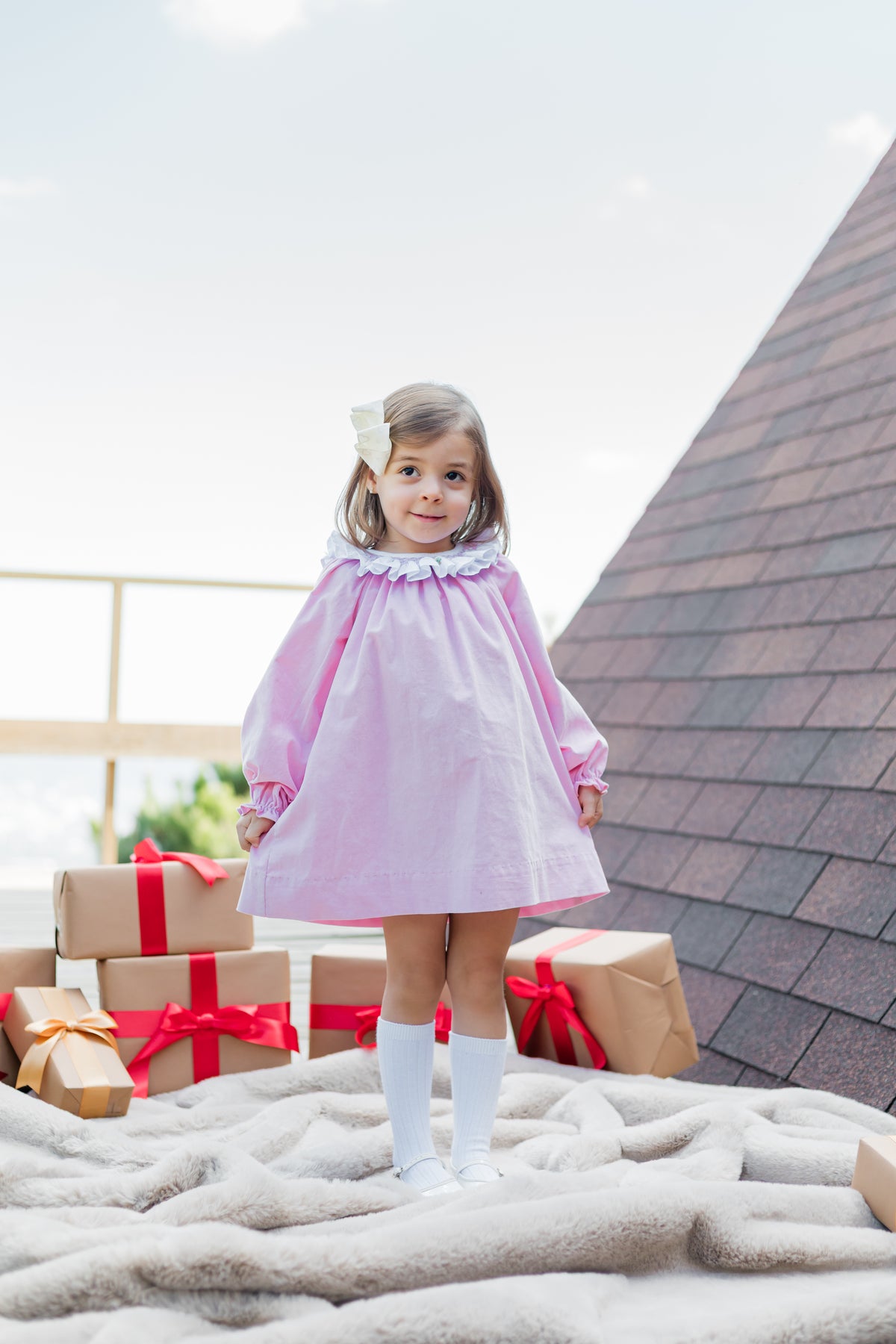 *PRE-ORDER* Zuccini CHRISTMAS TREE SCARLETT DRESS, PINK CORDUROY