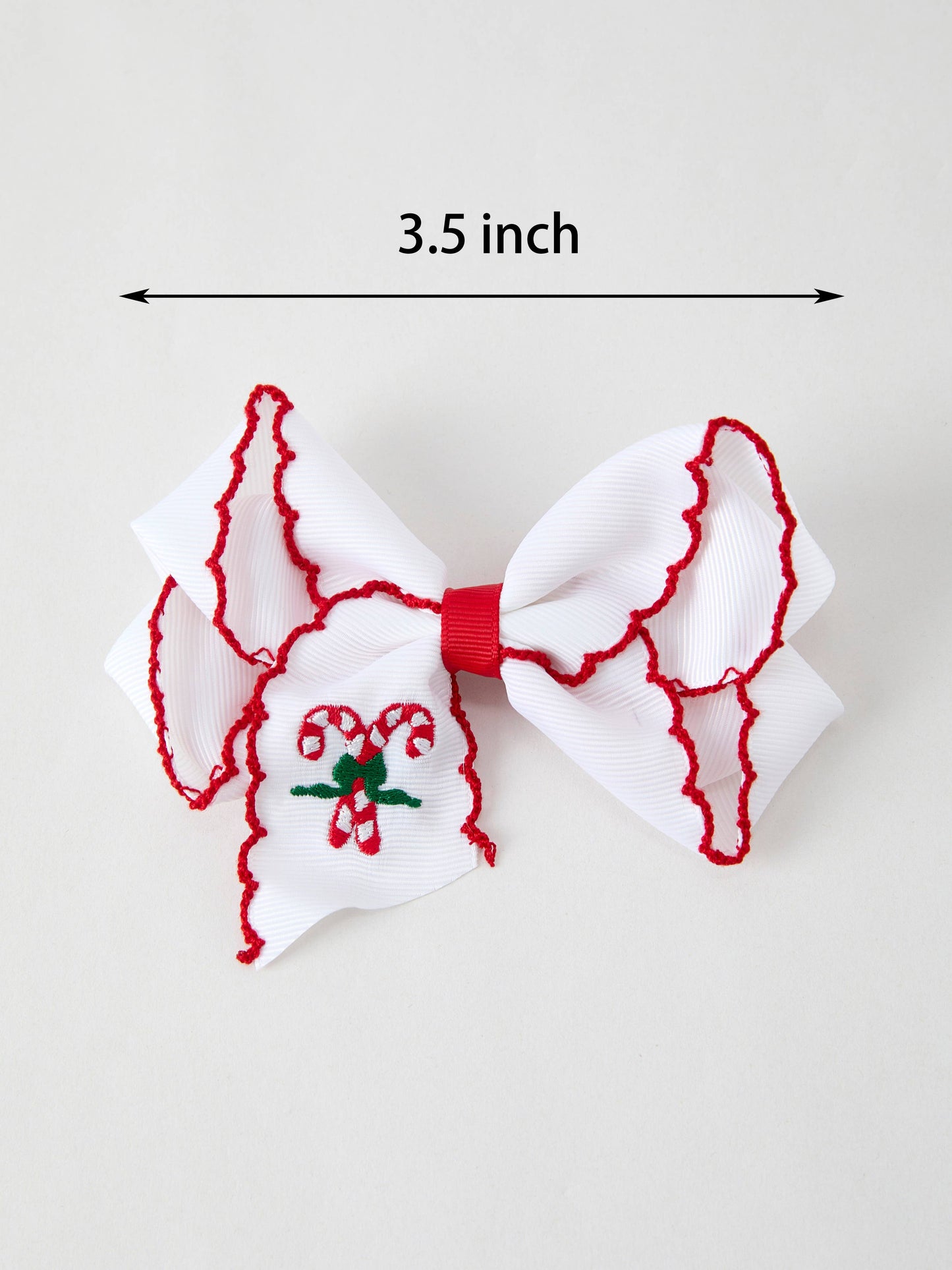Christmas Candy Cane Embroidered Bow Hair Clip: ACG51038 - Persnickety Shop
