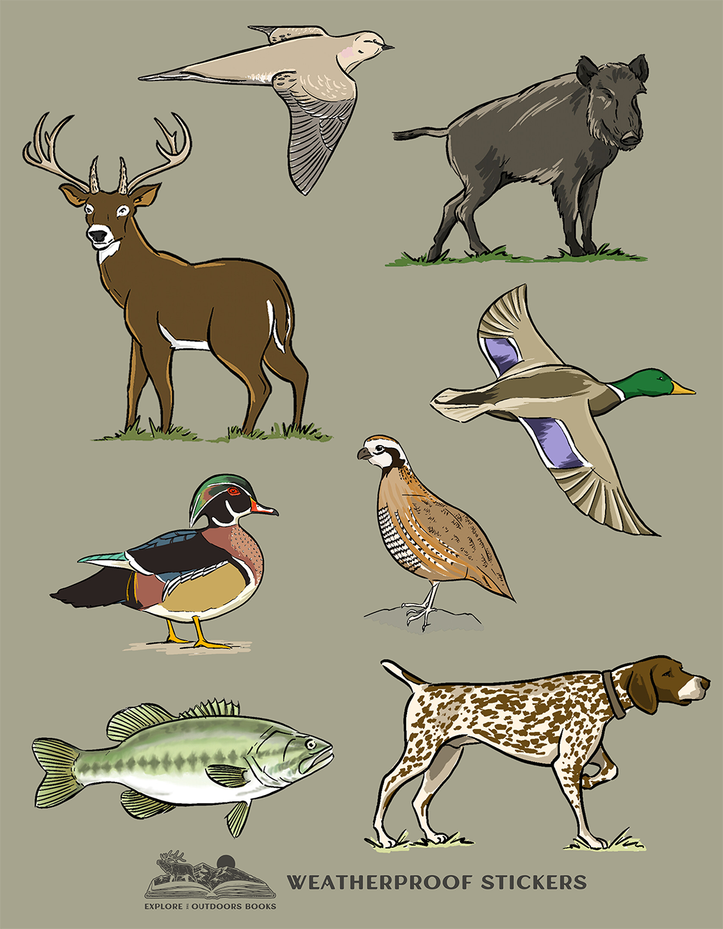 Hunting II Weatherproof Sticker Sheet - Persnickety Shop