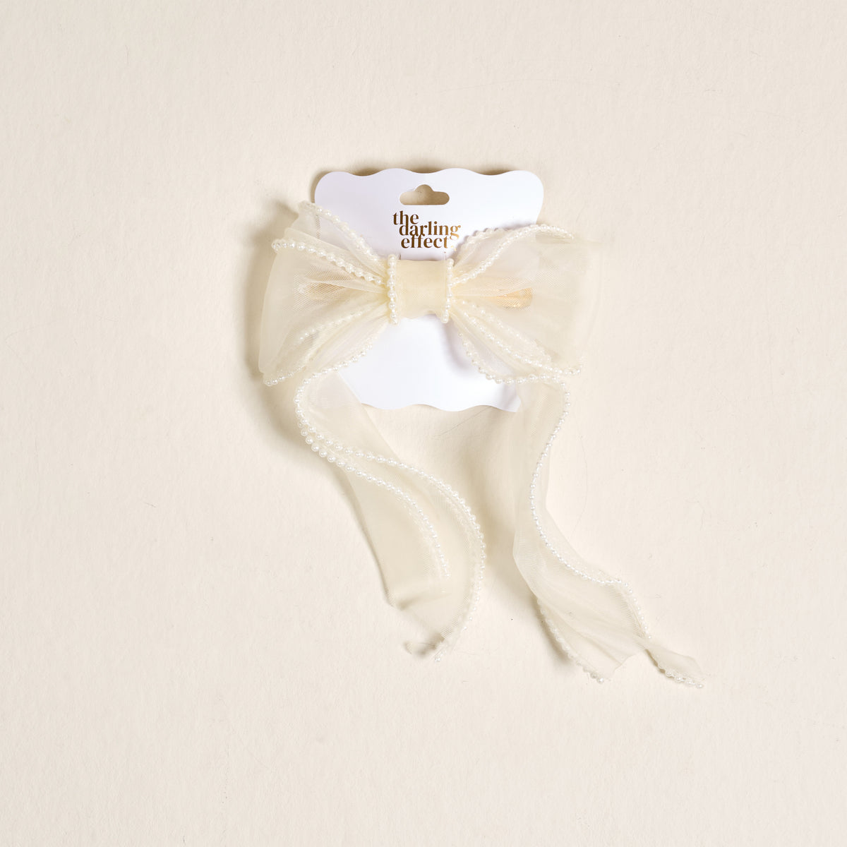 Cream Sheer Pearl Hair Bow - Persnickety Shop
