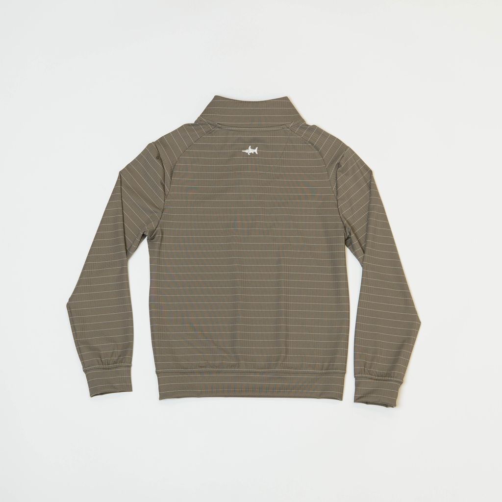 Saltwater Boys Company- COLLINS PERFORMANCE QUARTER ZIP- KHAKI STRIPE