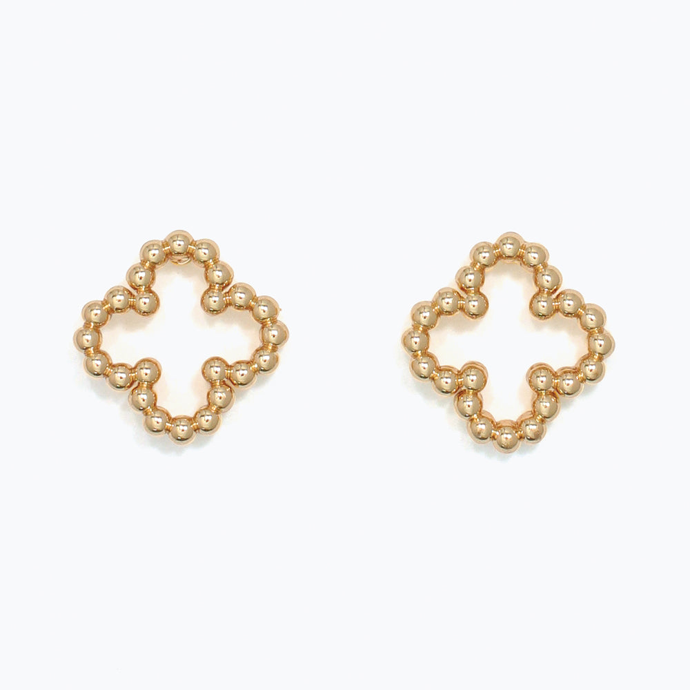 Earrings-Gold Beaded Clovers