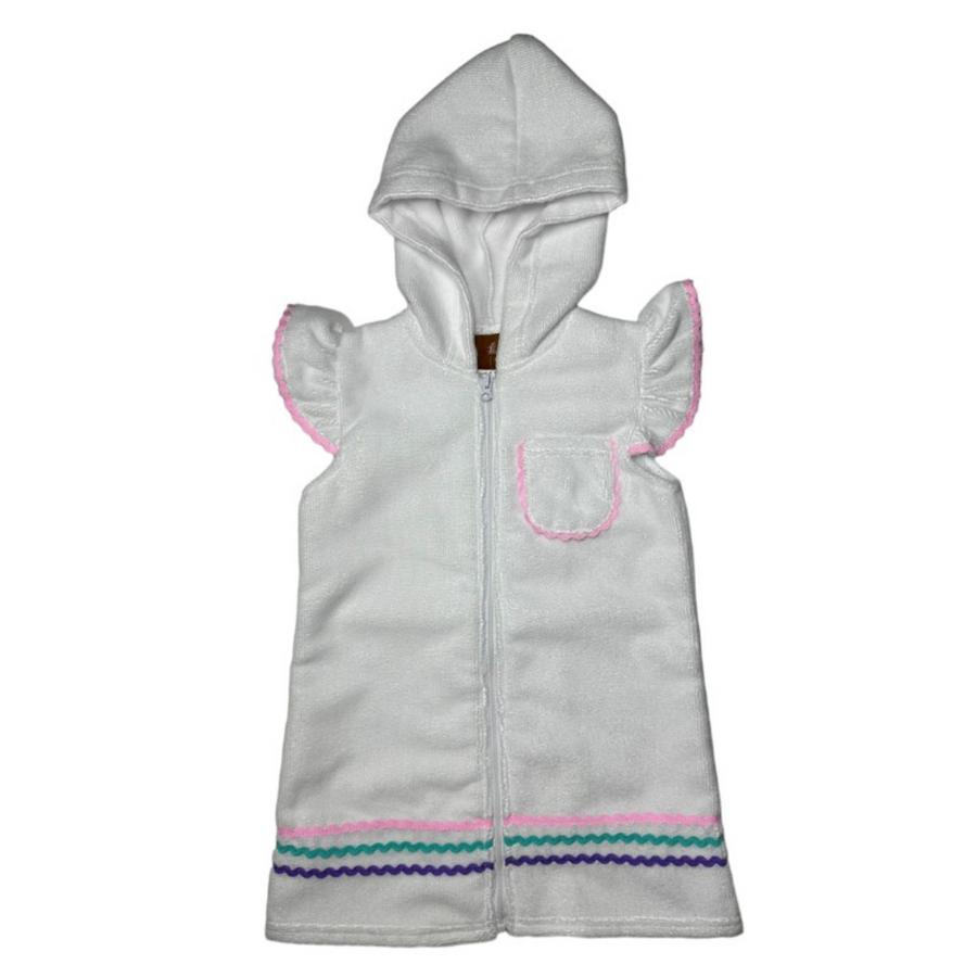 Girls Rainbow Ric Rac Terry Hooded Cover-Up - Persnickety Shop