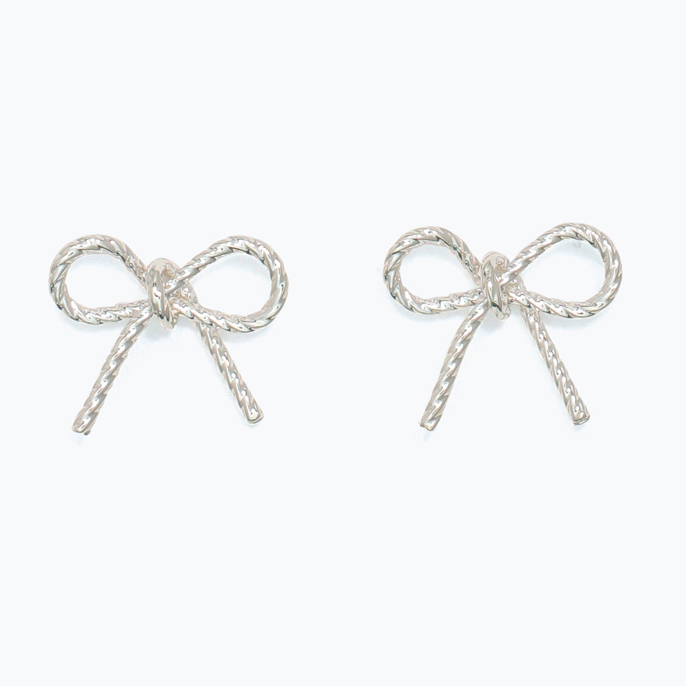 Earrings-Silver Rope Bows