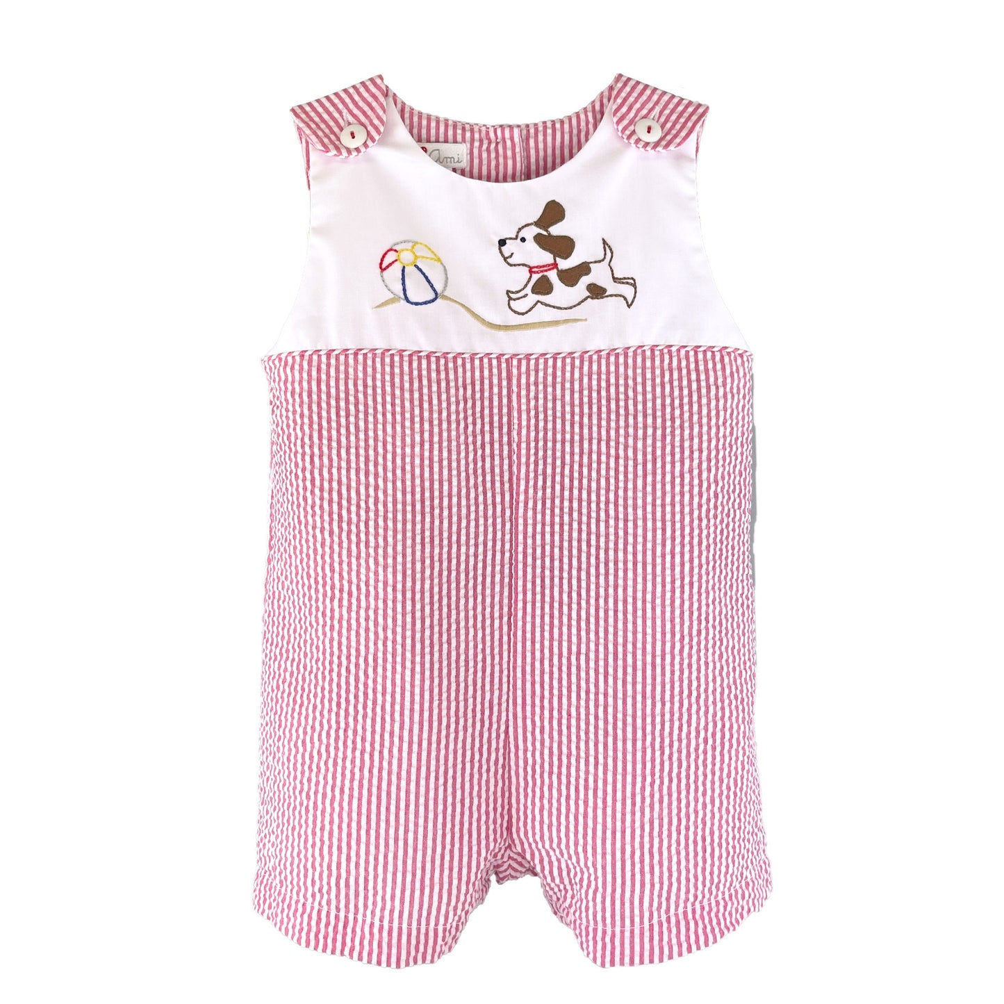 Petit Ami Sunsuit with Beach Ball and Dog Embroidery