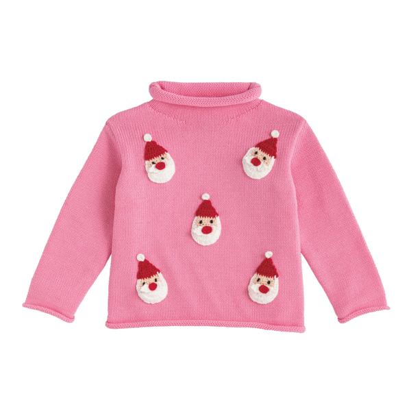 PINK SCATTERED SANTA ROLLNECK SWEATER 12-18 Months