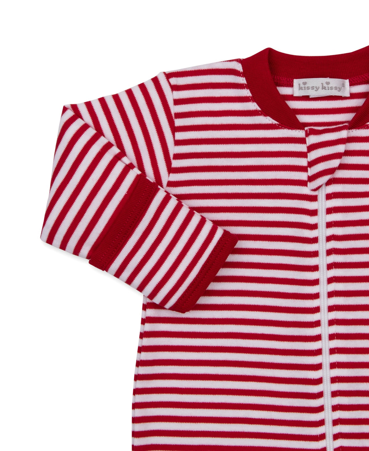 Kissy Kissy North Pole Reindeer Stripe Zip Footie