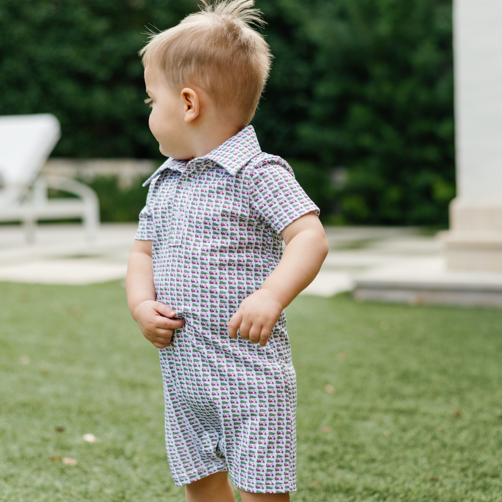 Lila and Hayes Tripp Boys' Polo Shortall - Christmas at the Club