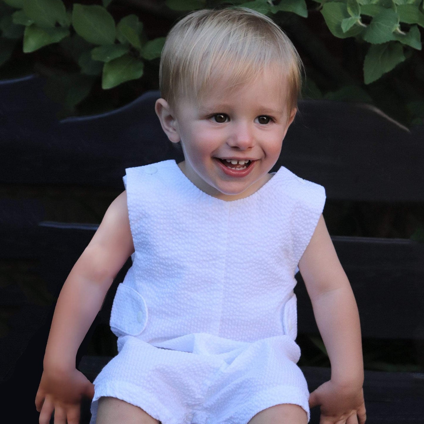 Petit Ami Monogram-Able Sunsuit with Side Tabs