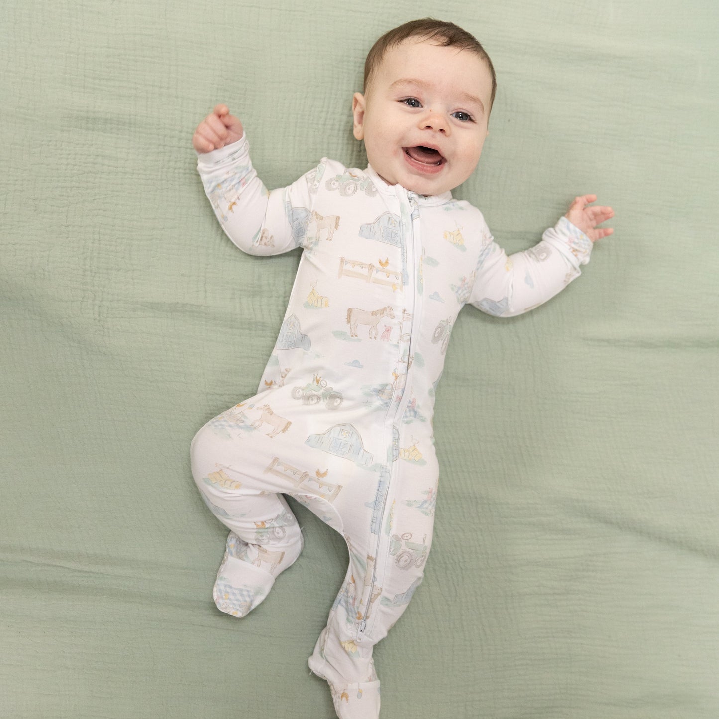 Farm Animal Party - 2 Way Zipper Footie - Persnickety Shop