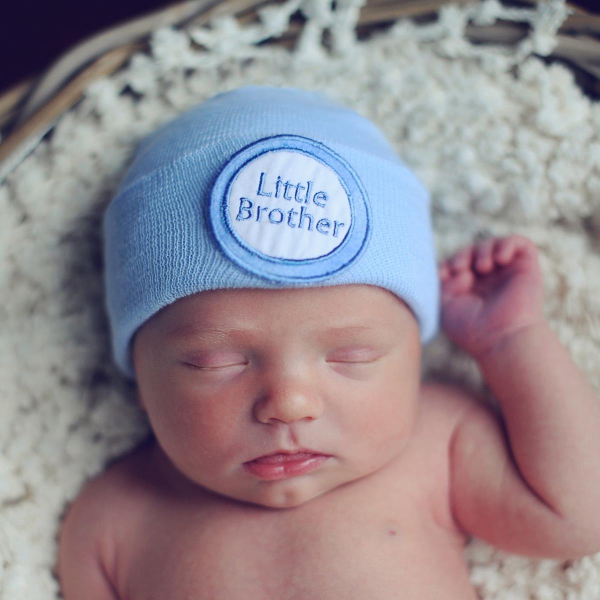 Blue Little Brother NEWBORN Boy HOSPITAL HAT - Persnickety Shop