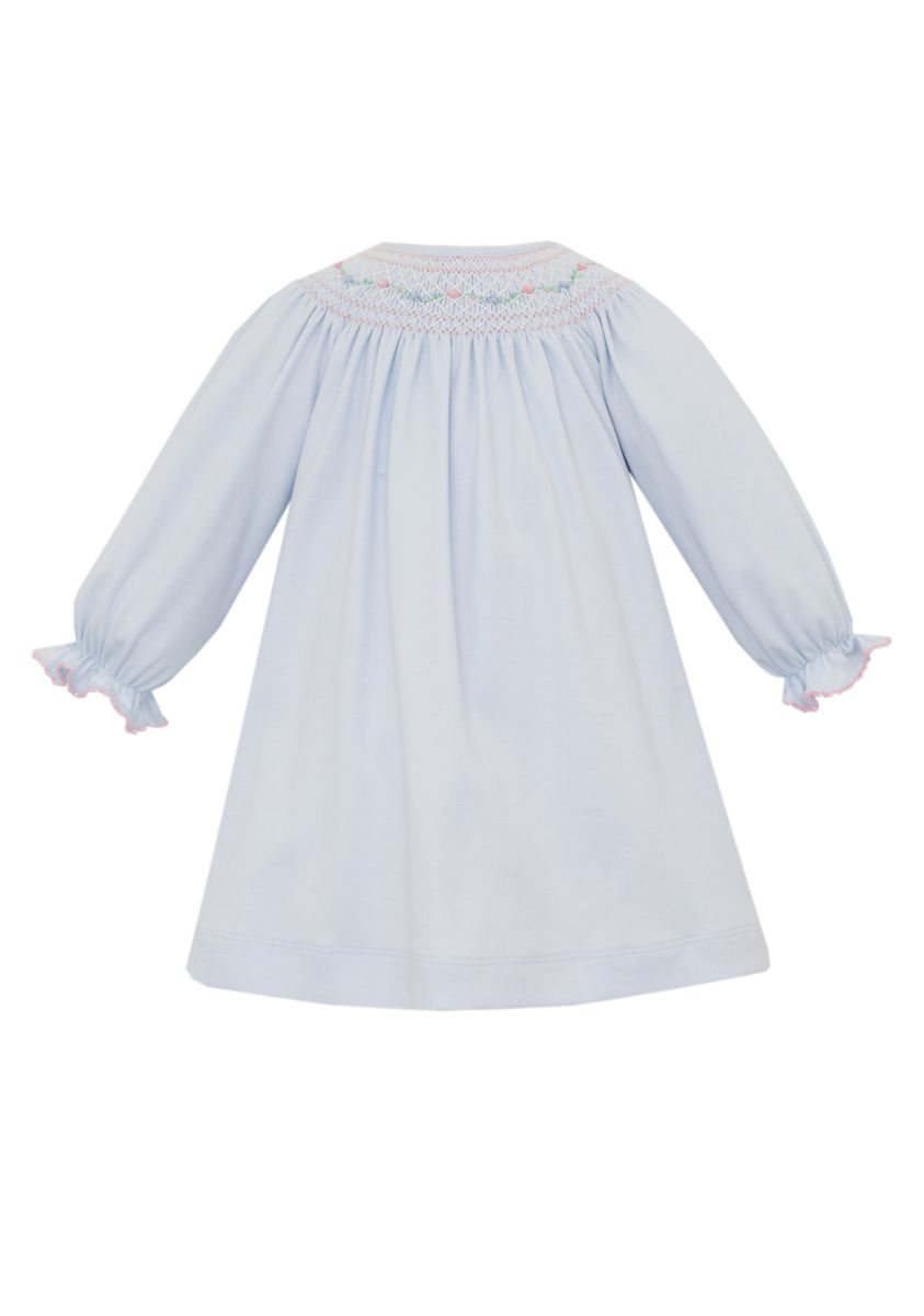 Mery Smocked Pink Rosettes- Knit Bishop Long Sleeve- - Persnickety Shop