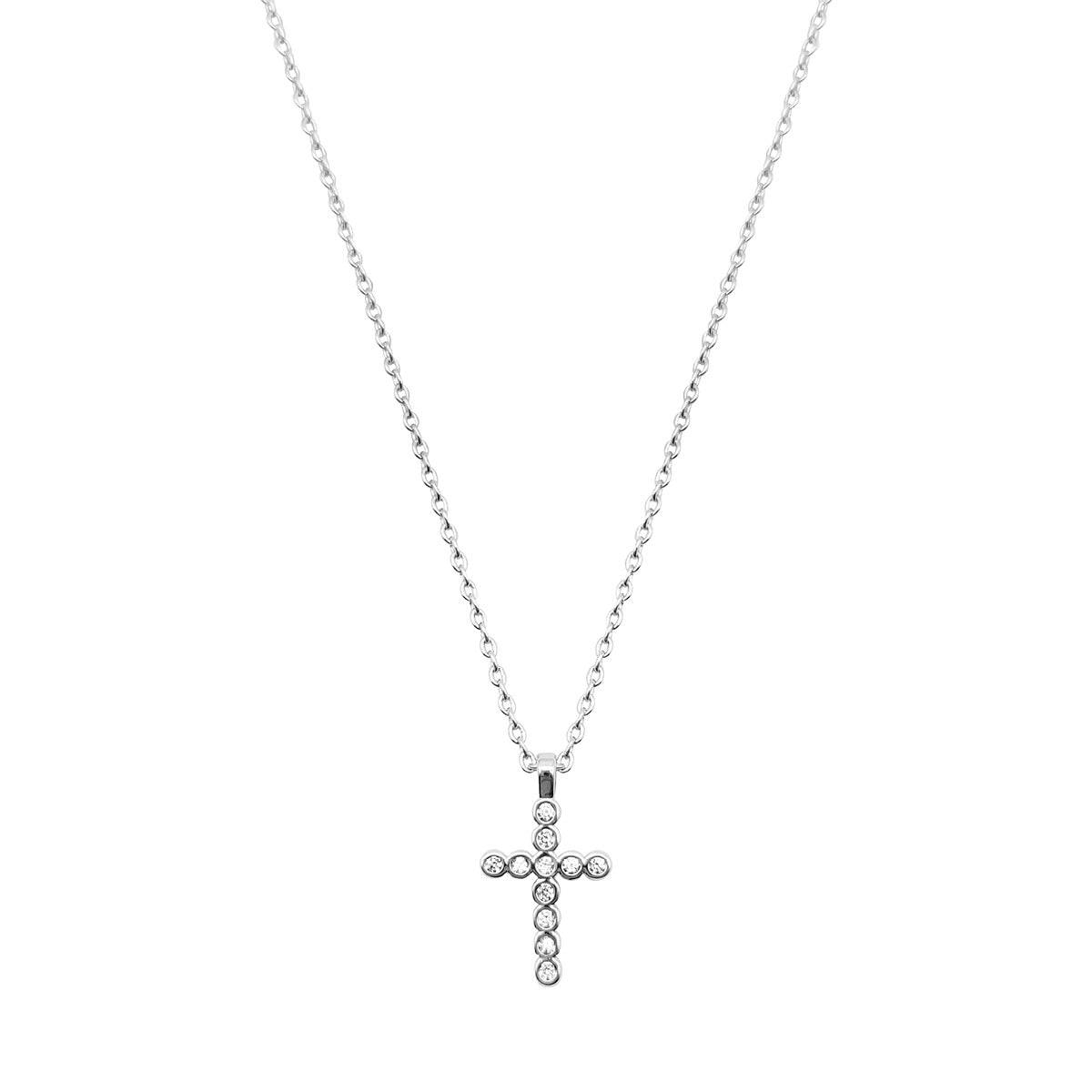 Silver Delicate CZ Cross Pendant Necklace - Persnickety Shop