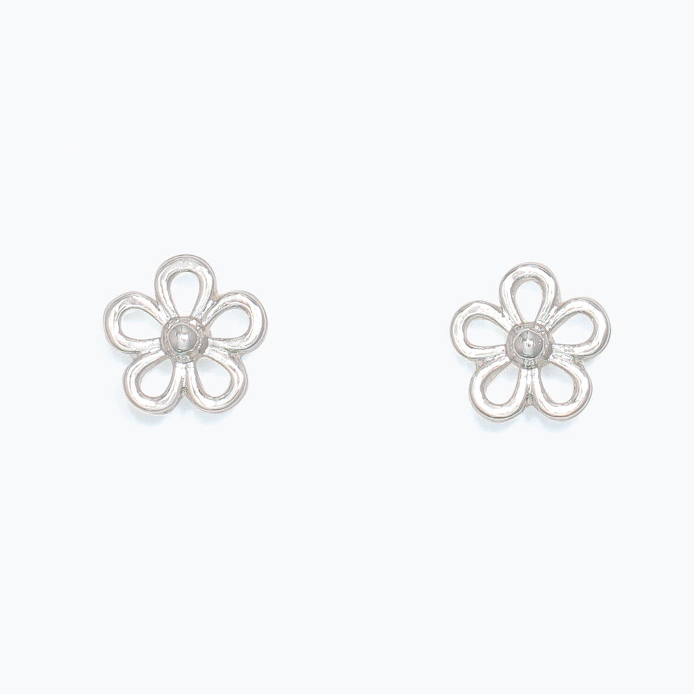 Earrings-Delicate Open Silver Flowe