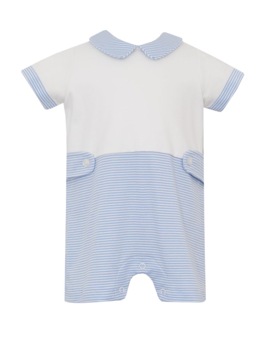 Petit Bebe Boy's Blue Knit Stripe Romper - Persnickety Shop