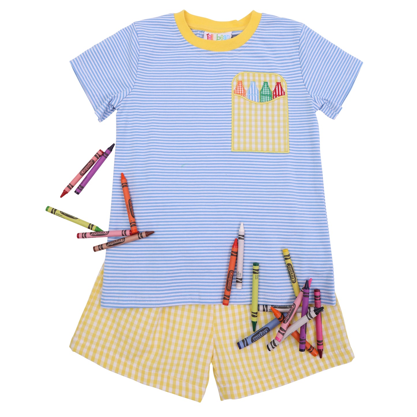 Crayon Pocket Applique Short Set by Jellybean Smock Candy - Persnickety Shop