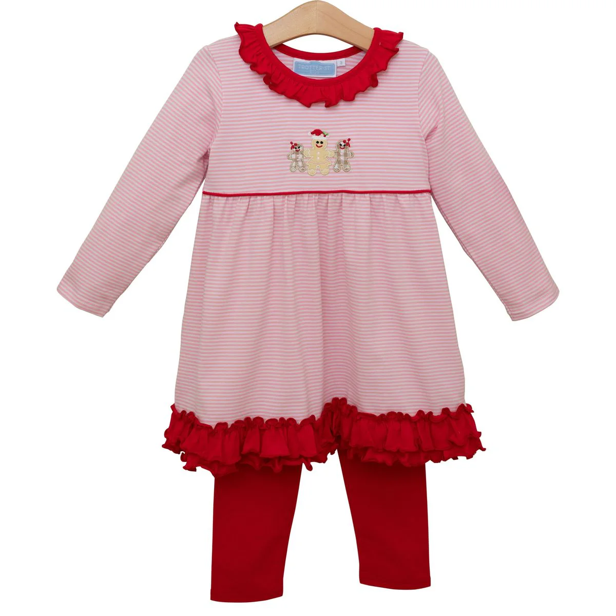 Trotter Street Kids Gingerbread Ruddle Pink and Red Pant Set - Persnickety Shop