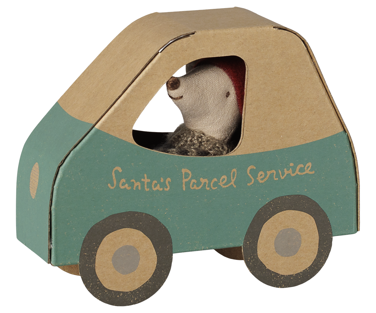 Maileg Christmas mouse, Little brother in car box