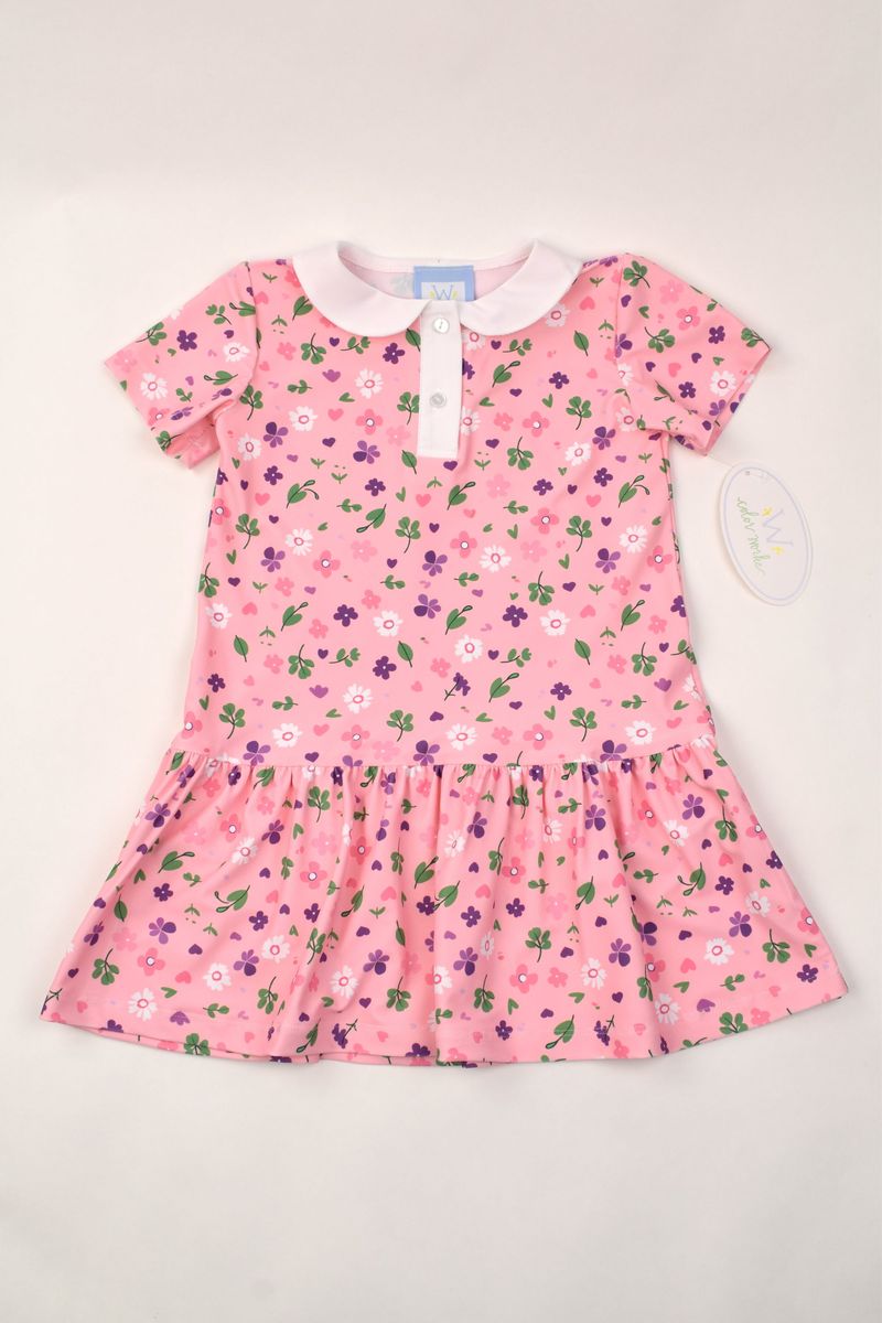Funtasia Too *Pre-Order* Girls Sleeveless Tennis Dress with Collar -Floral Pink