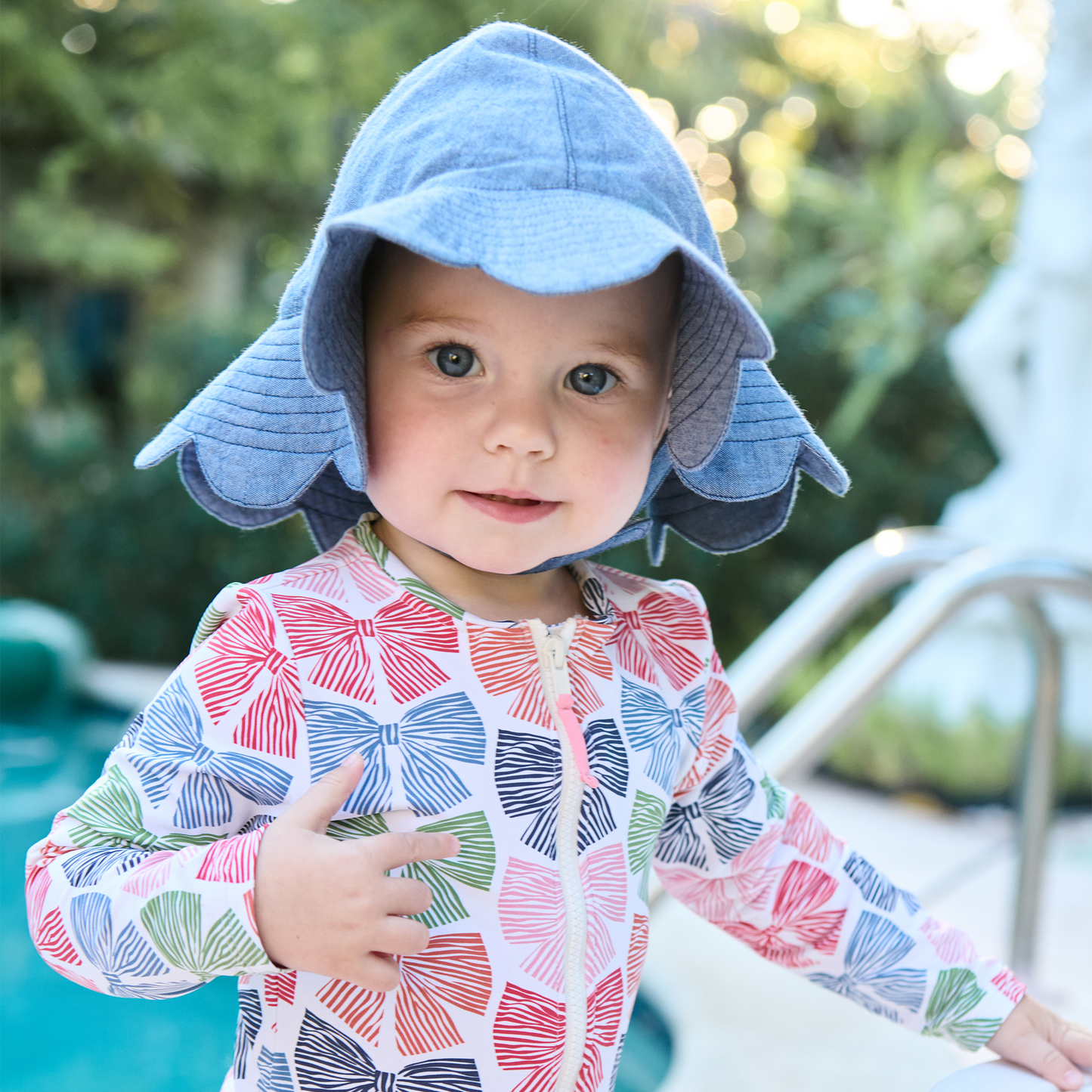Baby Girls Scallop Sun hat - Chambray - Persnickety Shop