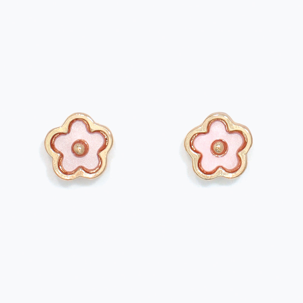 Earrings-Pink and Gold Flowers