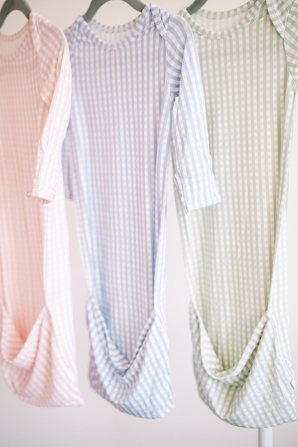 Girls Pink Gingham Newborn Gown