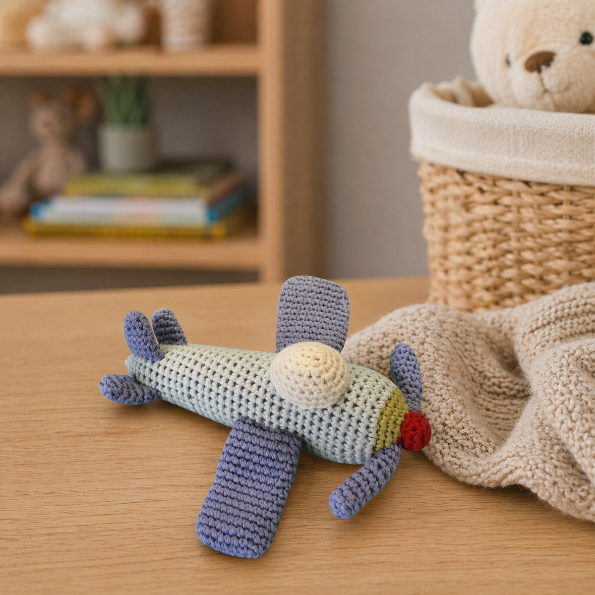 AIRPLANE HAND CROCHET RATTLE