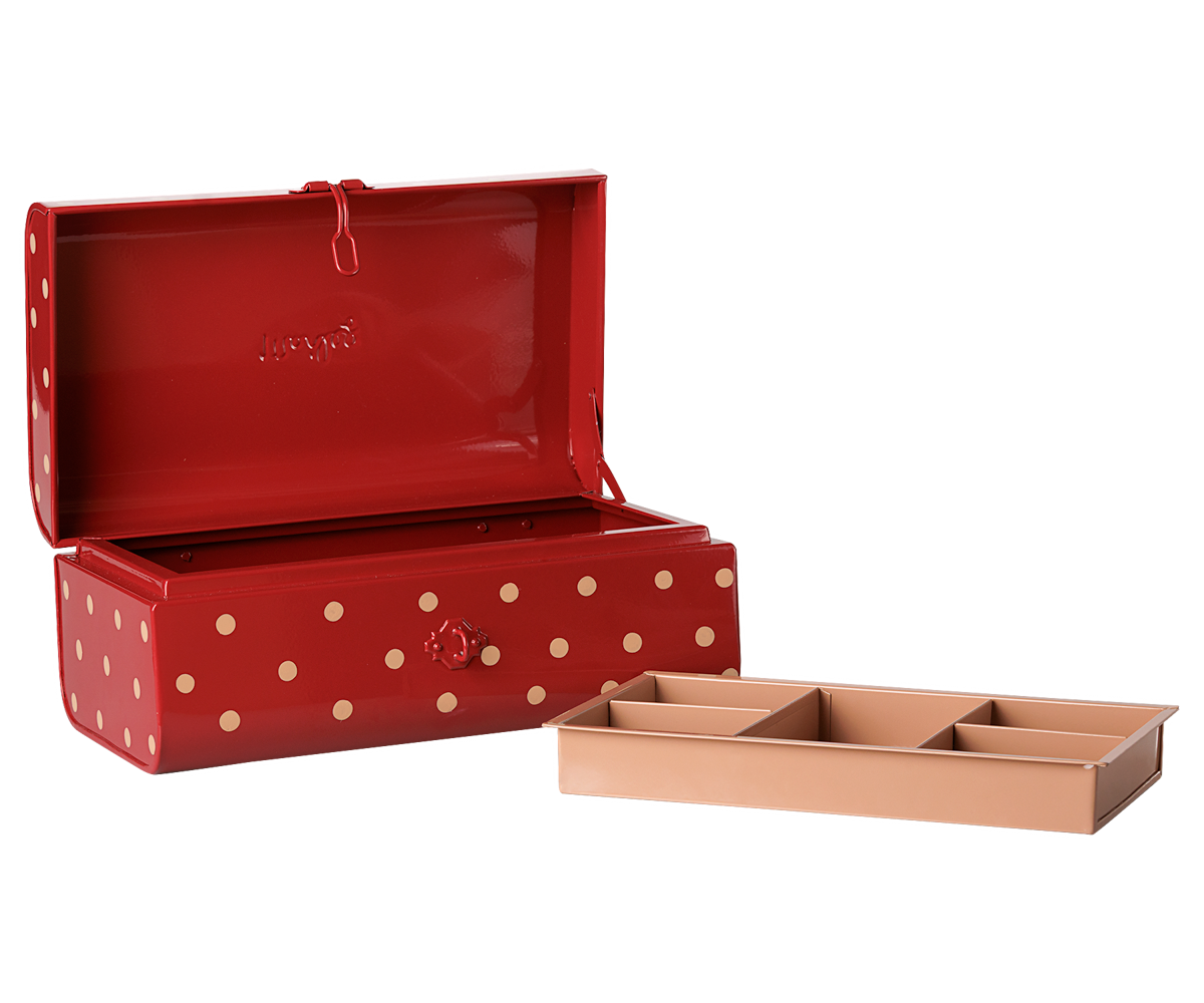 Maileg Storage suitcase, Small - Red w. tray