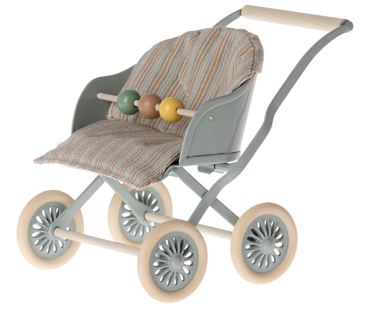 NEW Maileg Stroller, Baby Mice - Blue