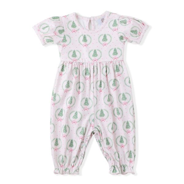 Swoon Baby – Pink Christmas Tree and Bow Print Kate Jumper - Persnickety Shop