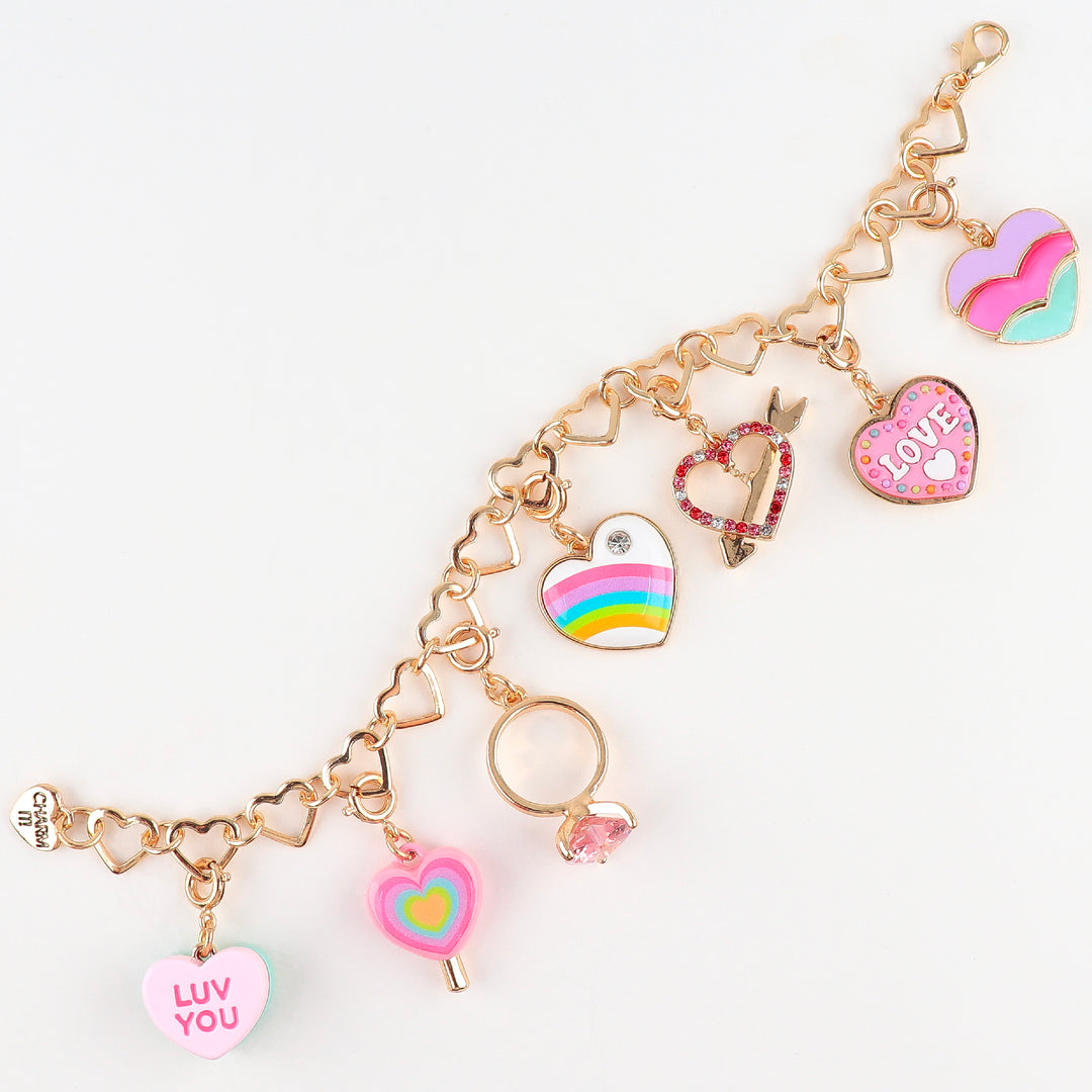 CHARM IT! Gold Puffed Rainbow Heart Charm - Persnickety Shop