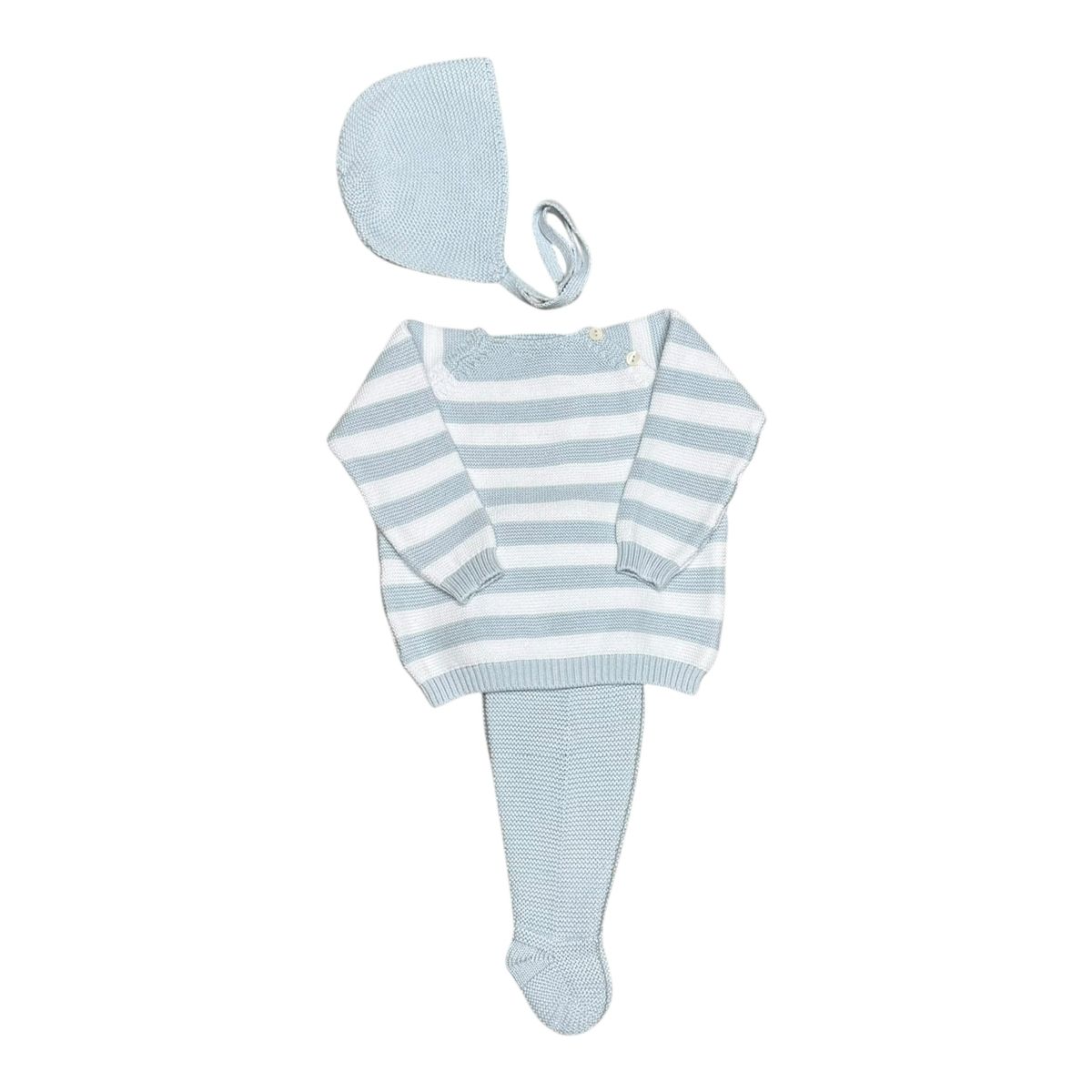 Mi Lucero Blue Stripe Footed Baby Set - Persnickety Shop