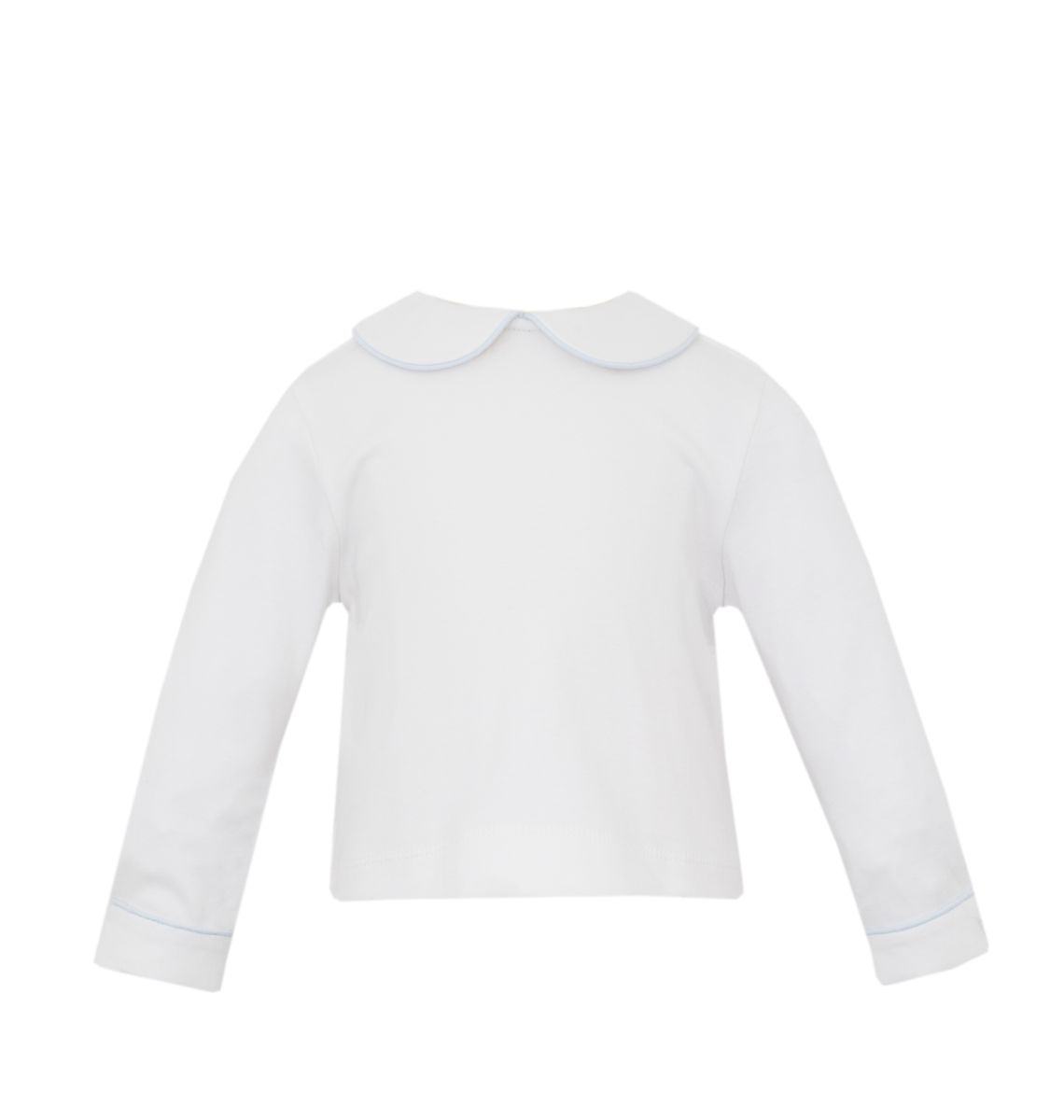 Petit Bebe KNIT SHIRT - White knit Peter Pan Boy´s Shirt W/ Lt.Blue Pipping L/S - Persnickety Shop