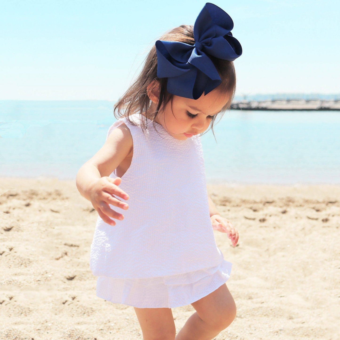 Petit Ami Pink and White Popover Top with Ruffle Bloomer - Persnickety Shop