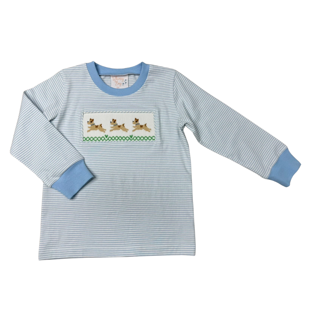 Petey Puppy Smocked Long Sleeve Shirt Whimsy Bay - Persnickety Shop