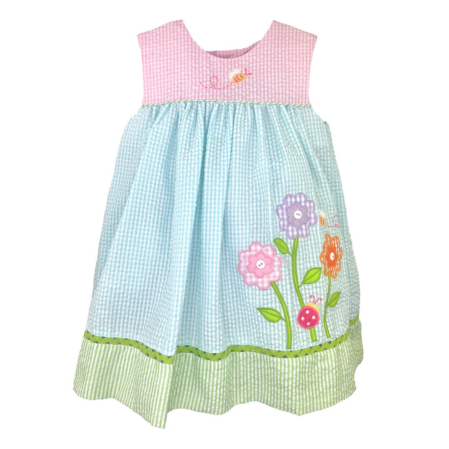 Petit Ami Pink Sunbubble with Overlay Skirt- Flower Applique - Persnickety Shop