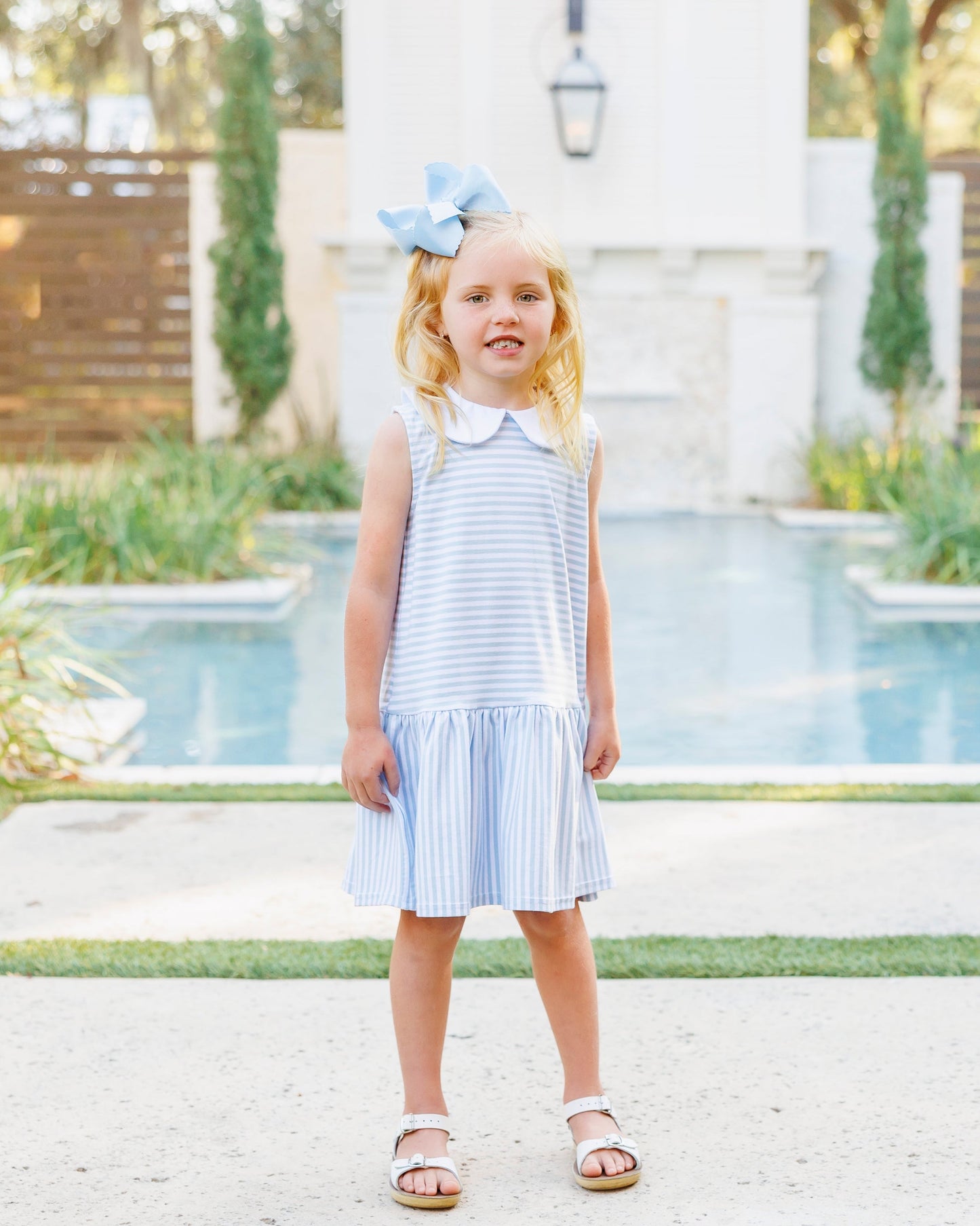 Jellybean Georgia Dress- Light Blue Medium Stripe - Persnickety Shop