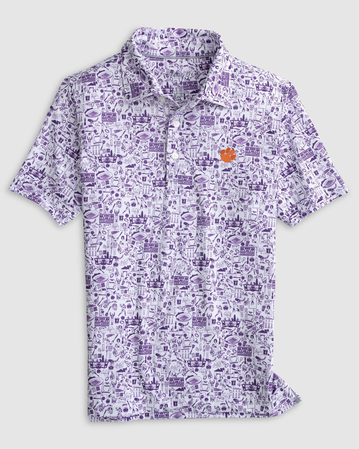 Johnnie-O Clemson Tailgater 2.0 Jr. Printed Jersey Performance Polo