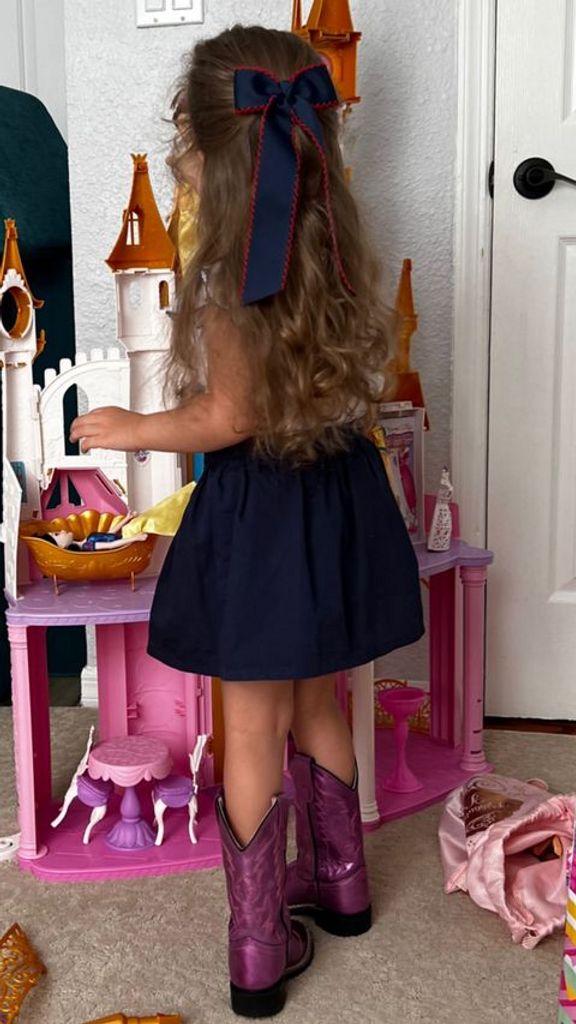 Wee Ones Medium Grosgrain Moonstitch Hair Bowtie with Knot Wrap and Streamer Tails - Persnickety Shop