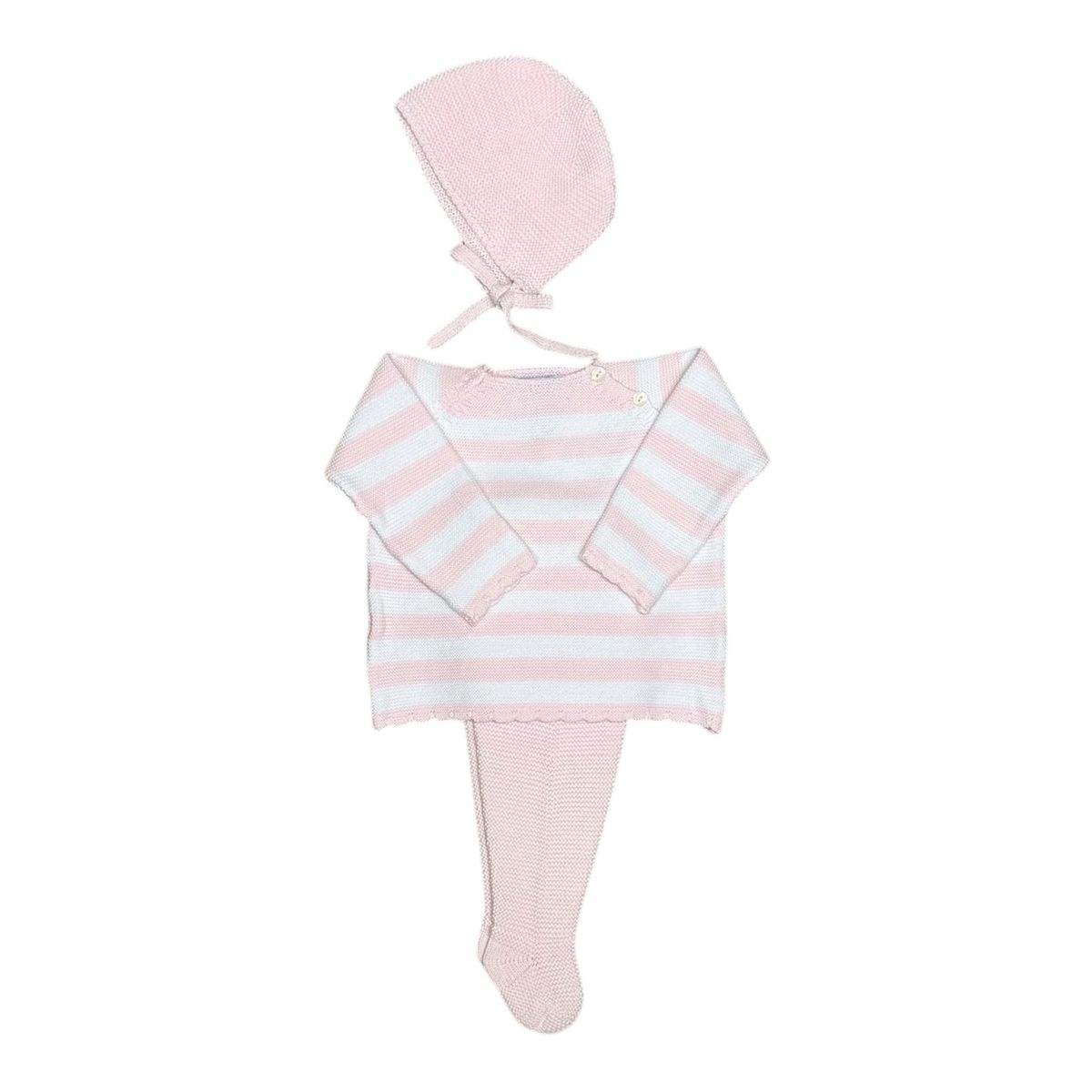 Mi Lucero Pink Stripe Footed Baby Set - Persnickety Shop
