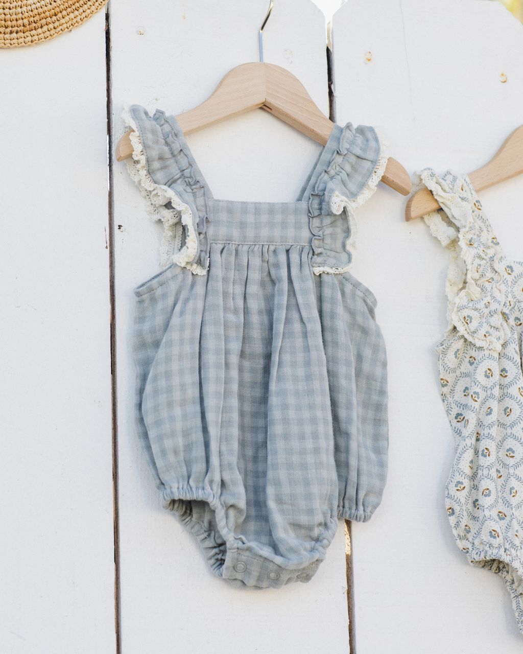 MAYA ROMPER GREEN GINGHAM - Persnickety Shop