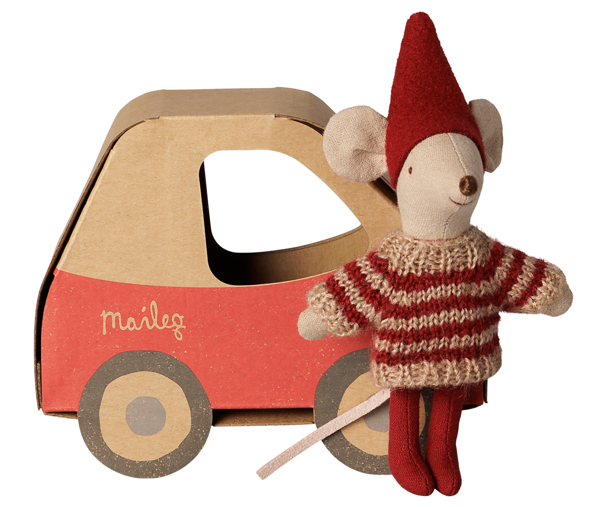 Maileg Christmas mouse, Little sister in car box