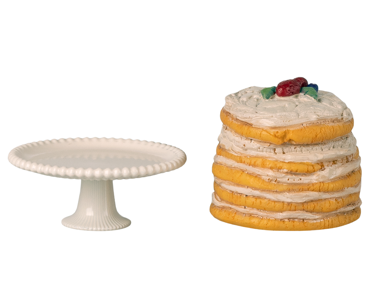 Maileg Party cake and cake stand, Mouse - Off white - Persnickety Shop