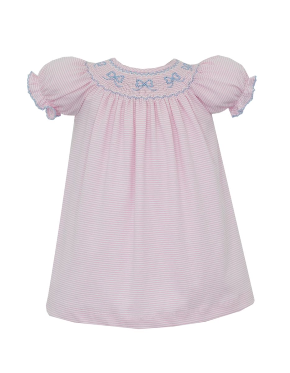 Petit Bebe BOWS - Pink knit stripe bishop S/S