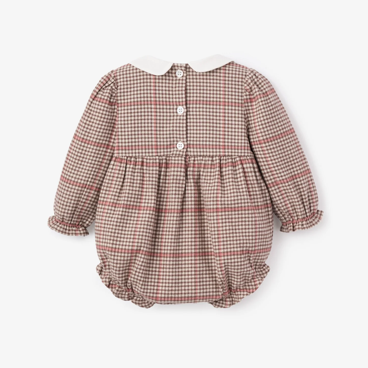 GLEN PLAID BUBBLE W/ EMBROIDERED PETER PAN COLLAR