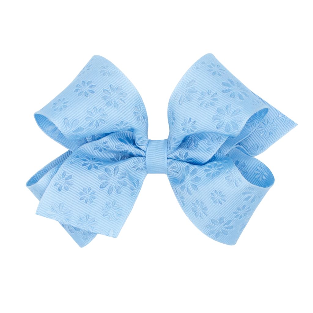 Wee Ones Embossed Flower Pattern on Grosgrain Hair Bow - Persnickety Shop